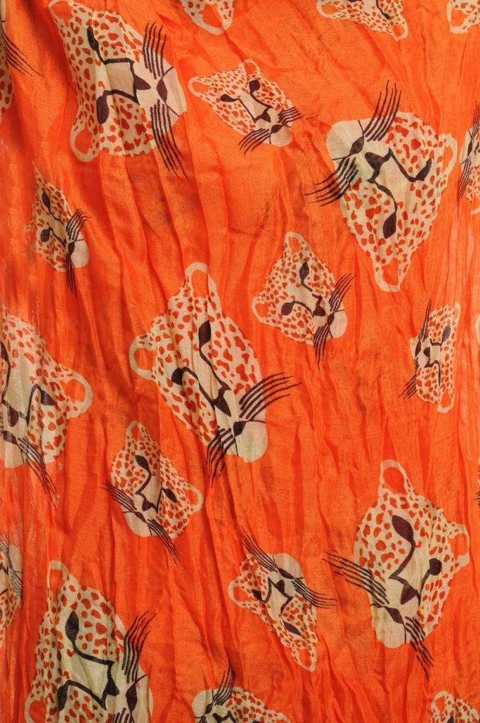 Liss Kiss Beige & Brown Leopard On Orange - Scarf