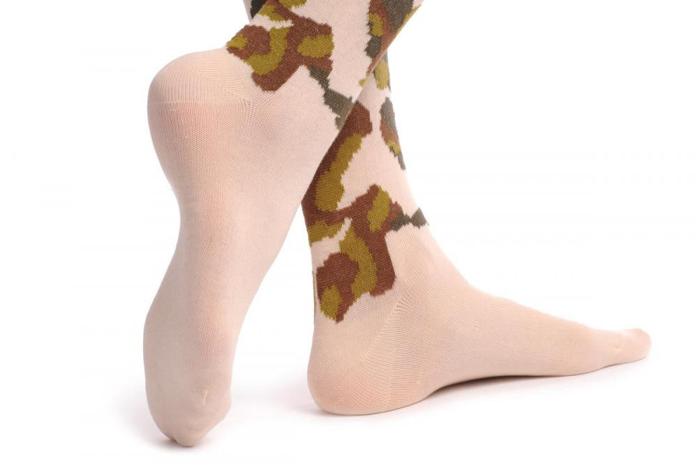 Liss Kiss Beige Camouflage - Over The Knee Socks