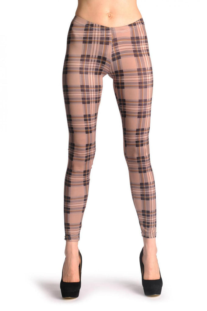 Liss Kiss Beige Checkered - Leggings