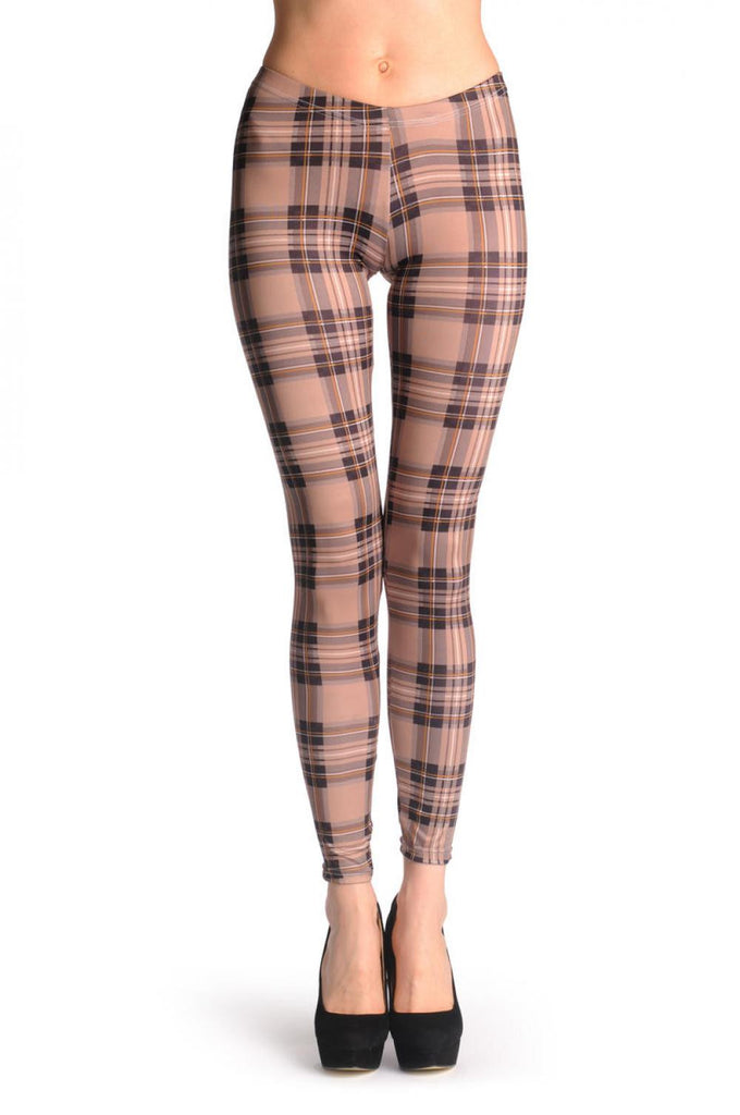liss kiss Beige Checkered - Leggings liss kiss Beige Checkered - Leggings