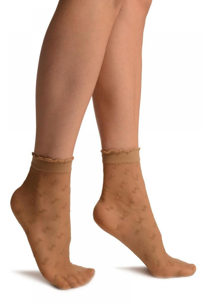 liss kiss Beige Little Bows Ankle High Socks - Socks