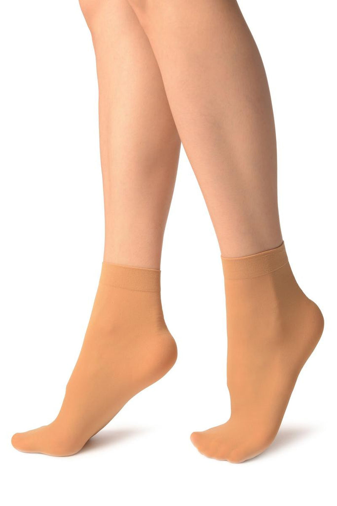 Liss Kiss Beige Nude Plain Ankle High Socks - Socks