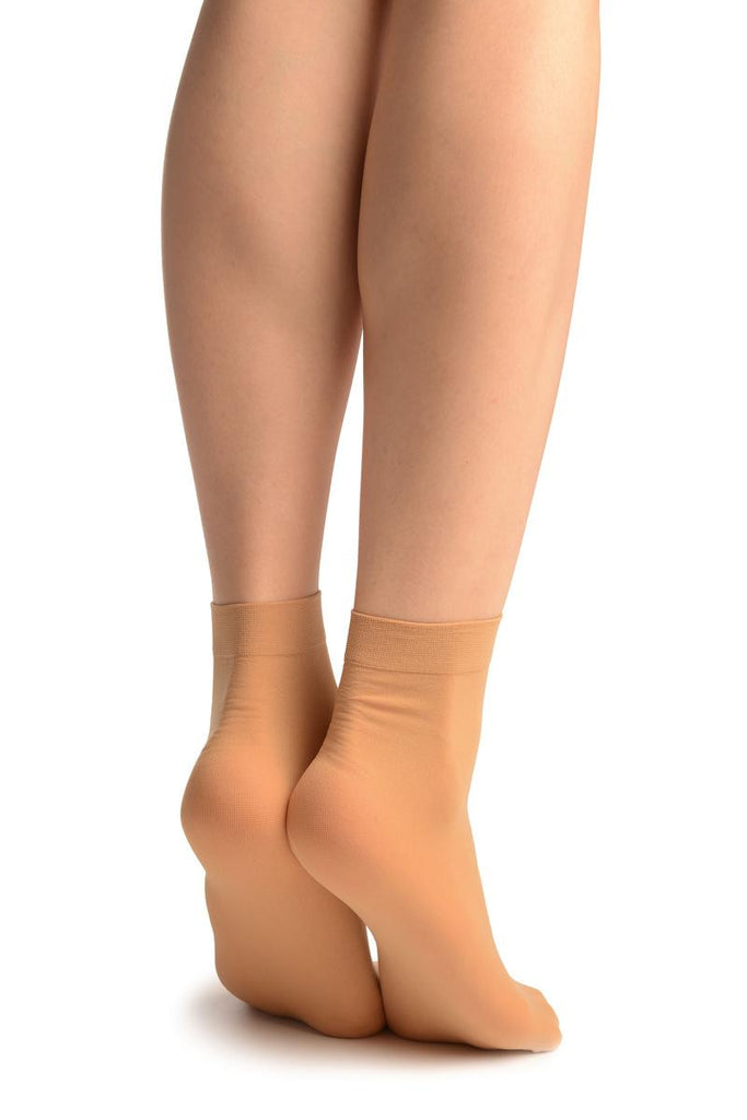 Liss Kiss Beige Nude Plain Ankle High Socks - Socks