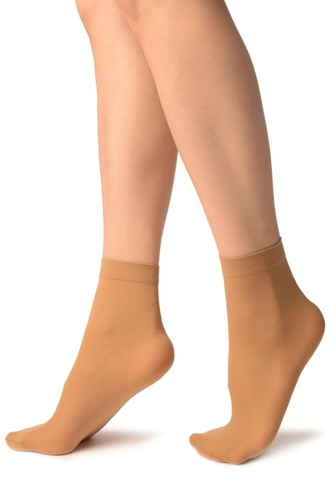 Liss Kiss Beige Plain Ankle High Socks - Socks