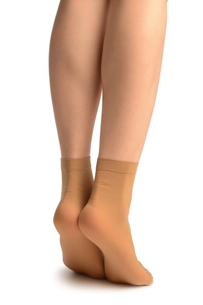 Liss Kiss Beige Plain Ankle High Socks - Socks