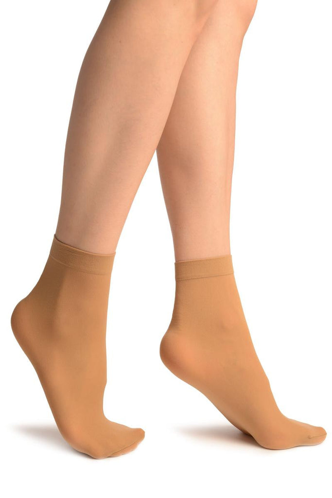Liss Kiss Beige Plain Ankle High Socks - Socks