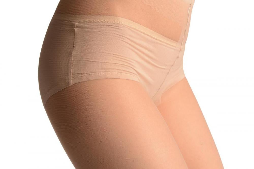 Liss Kiss Beige With Black Seam & Cuban Heel - Tights