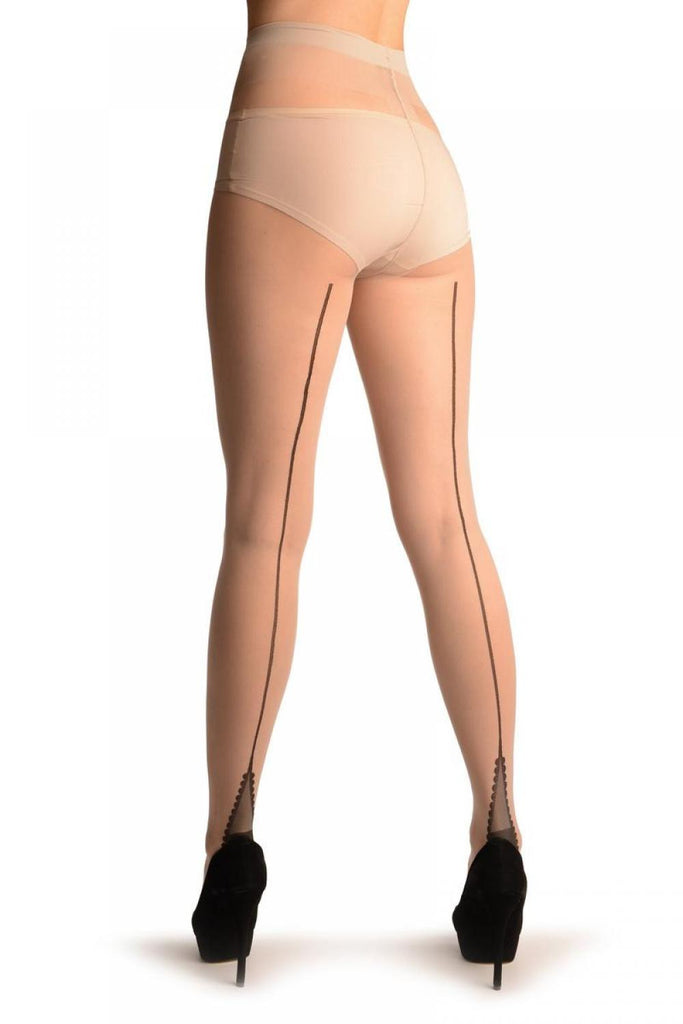 liss kiss Beige With Black Seam & Cuban Heel - Tights