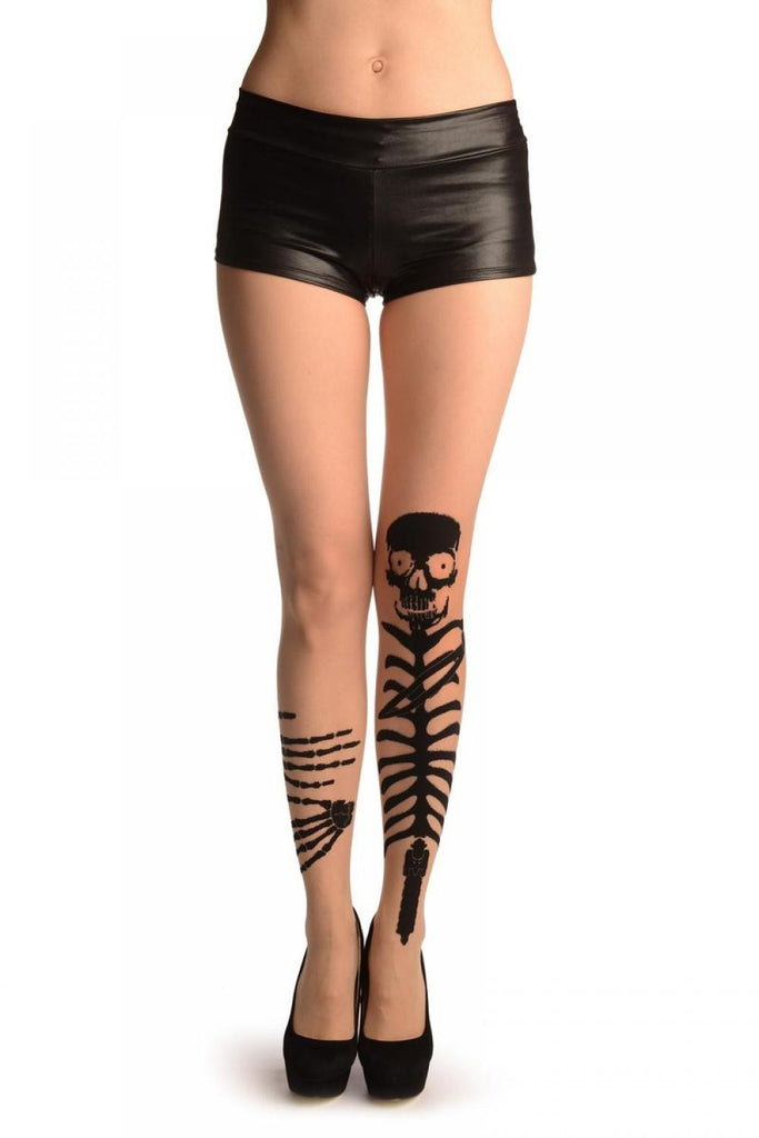 liss kiss Beige With Cute Hugging Skeleton - Tights