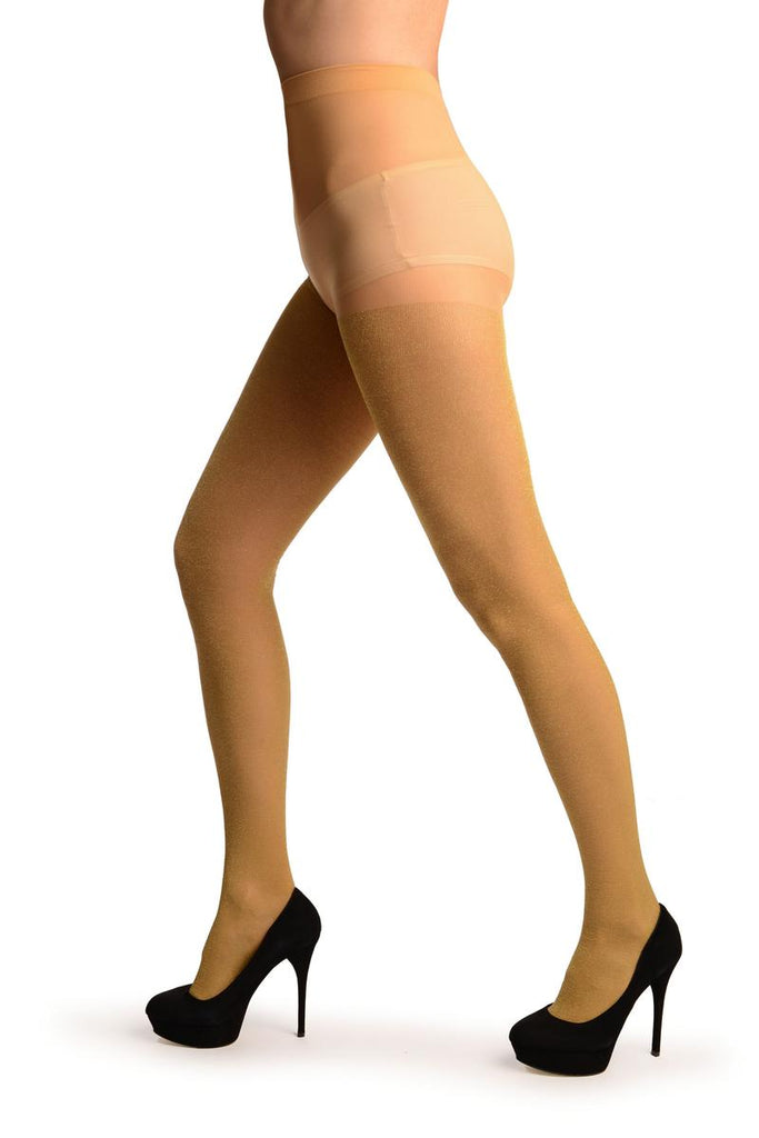 Liss Kiss Beige With Gold Lurex Tights - Tights