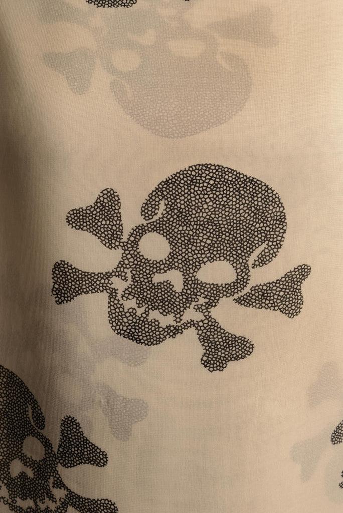 Liss Kiss Beige With Marble Skull & Bones - Scarf