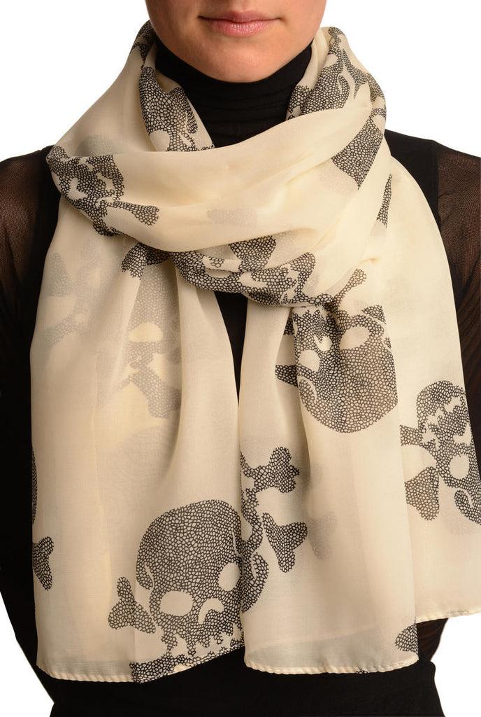 liss kiss Beige With Marble Skull & Bones - Scarf