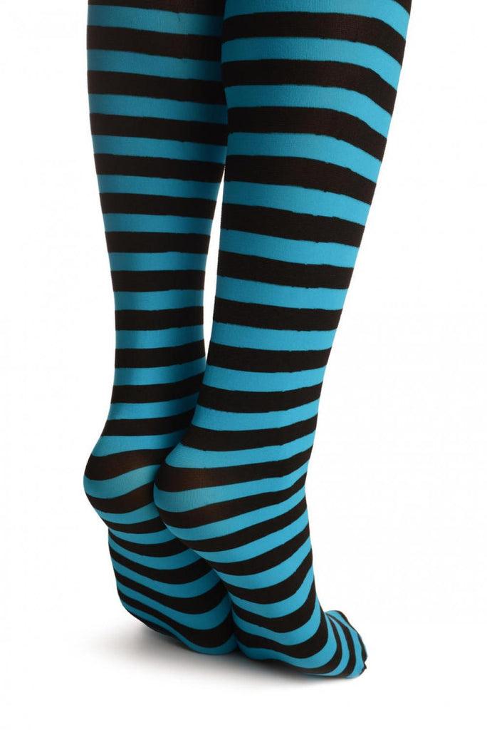 Liss Kiss Black & Blue Stripes - Hold Ups
