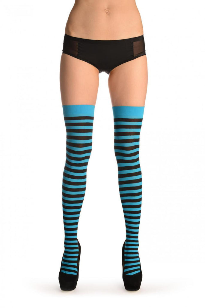 Liss Kiss Black & Blue Stripes - Hold Ups
