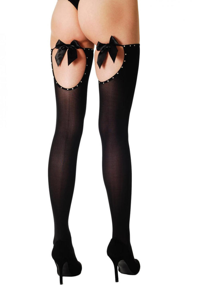 Liss Kiss Black Bow With Crystals - Hold Ups
