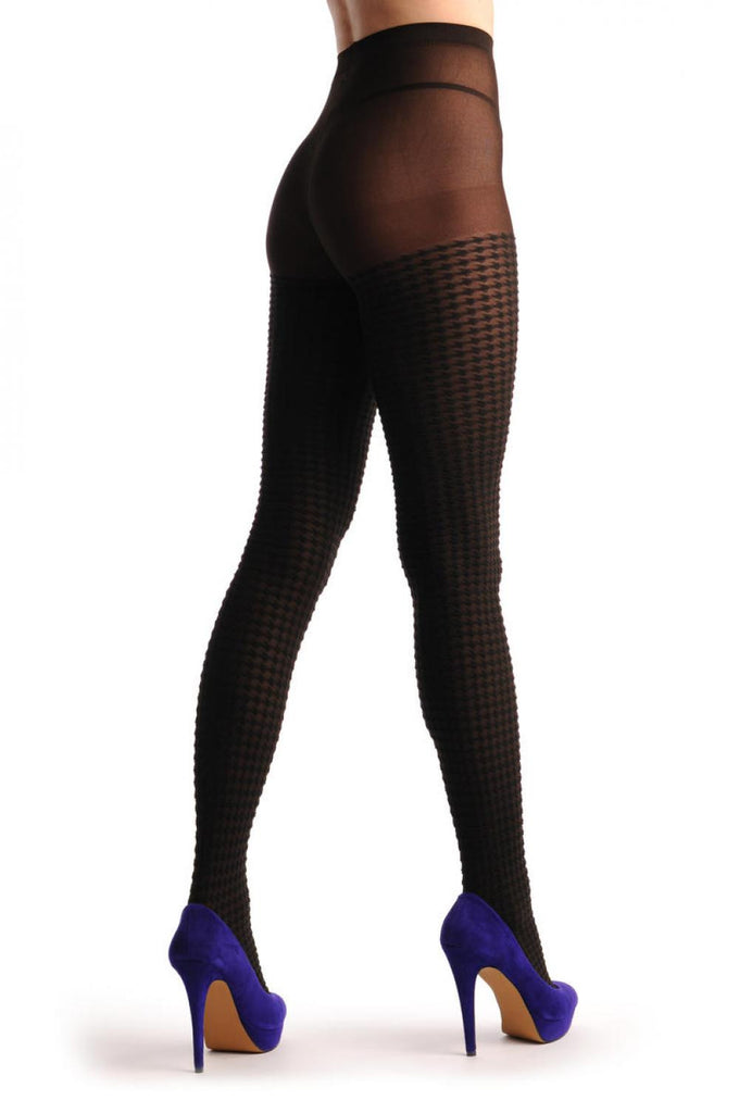 Liss Kiss Black & Brown Checkered - Tights