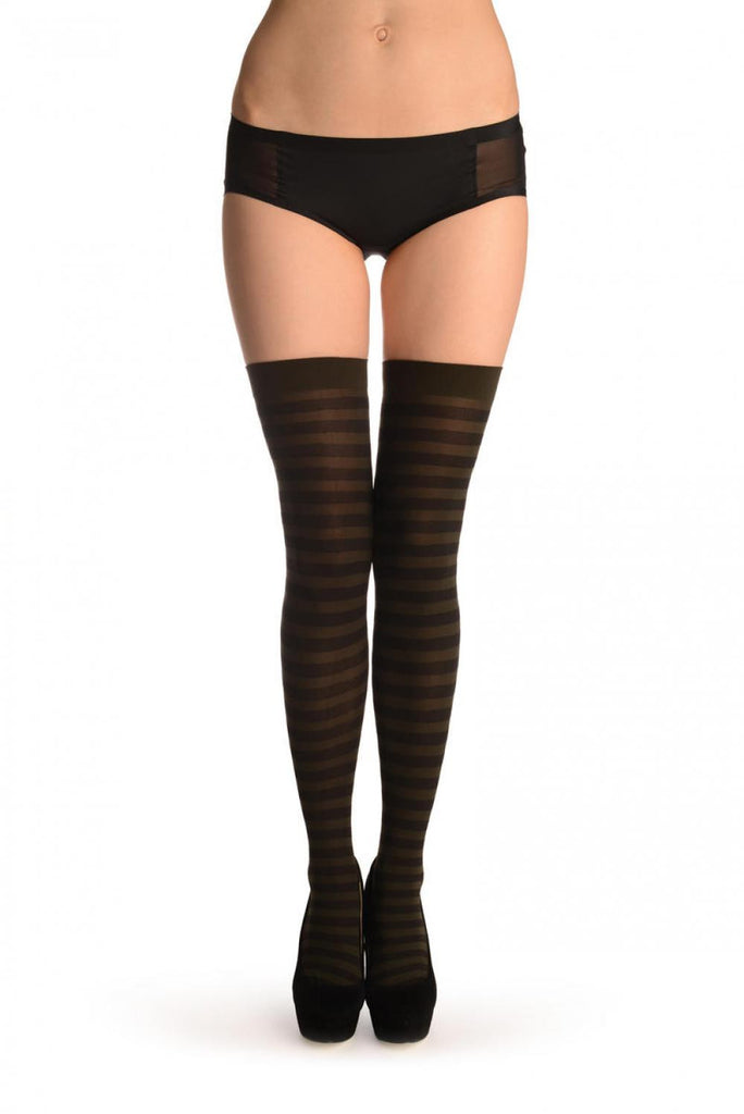 liss kiss Black & Dark Green Stripes - Hold Ups