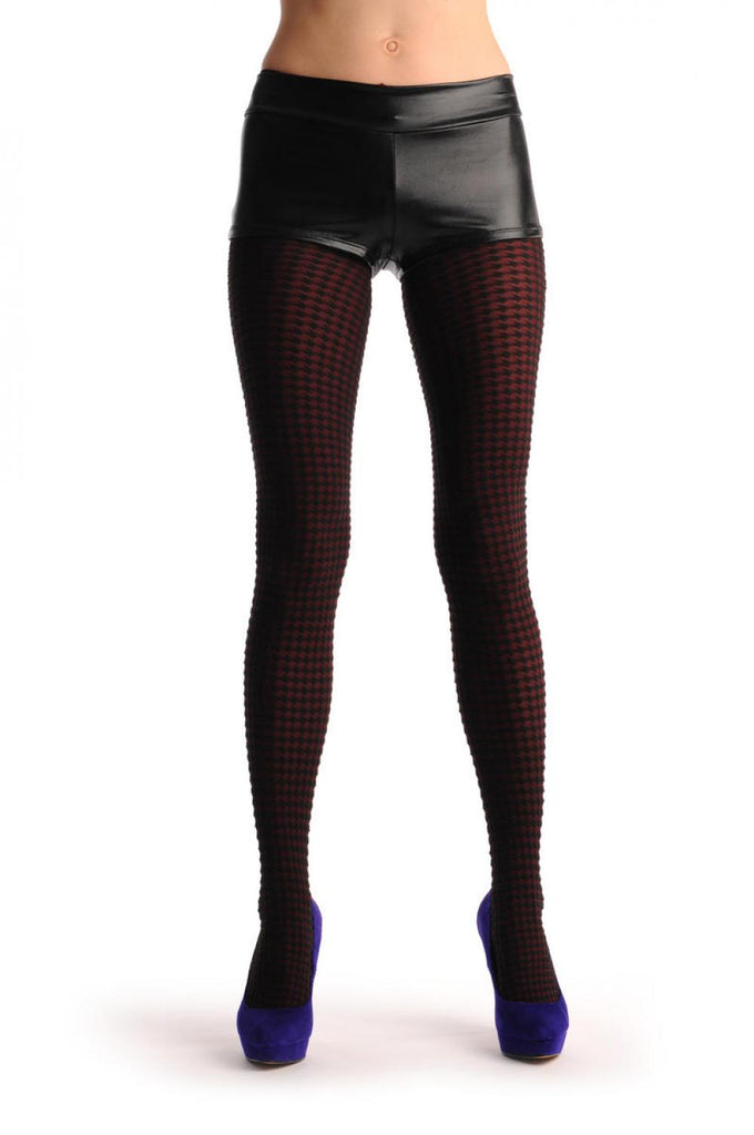 liss kiss Black & Dark Red Checkered - Tights