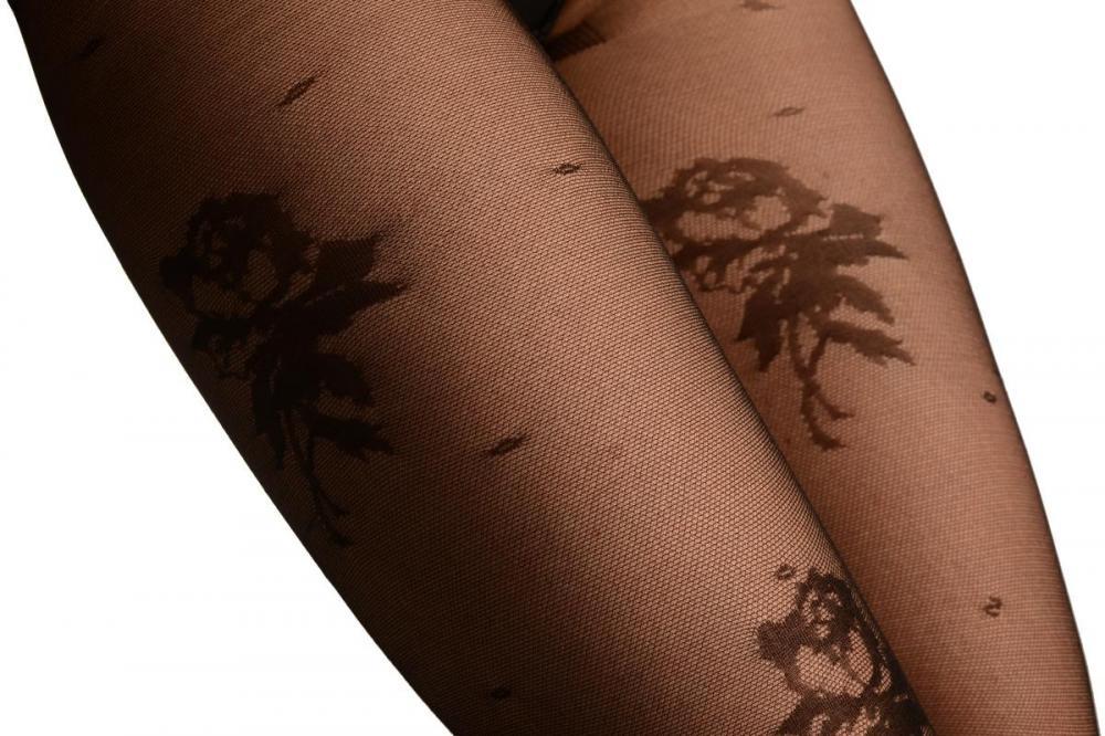Liss Kiss Black Dots & Roses On Micro Mesh - Tights