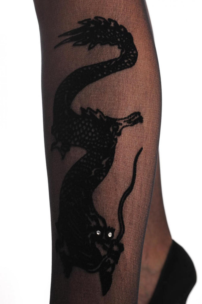 Liss Kiss Black Dragon With Crystal Eyes - Tights