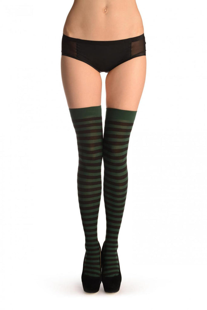 liss kiss Black & Emerald Green Stripes - Hold Ups