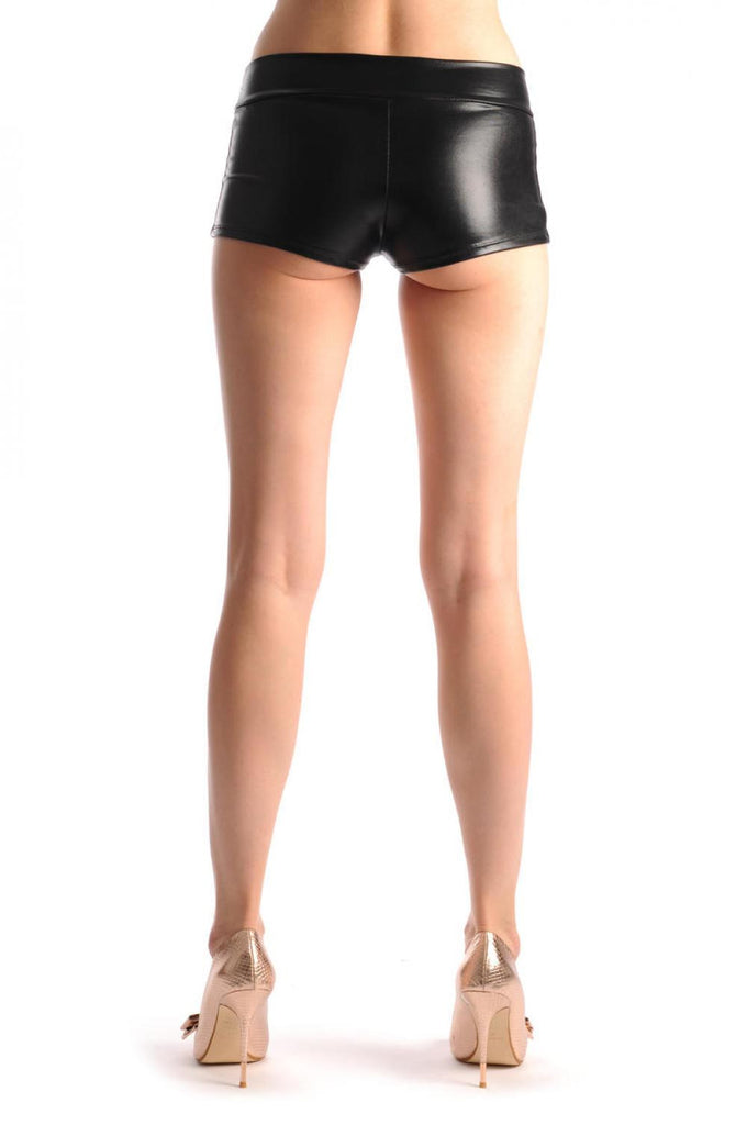 Liss Kiss Black Faux Leather Shorts - Shorts