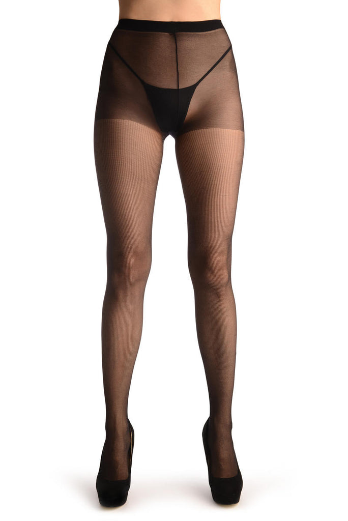 Liss Kiss Black Fine Ribbed - Tights