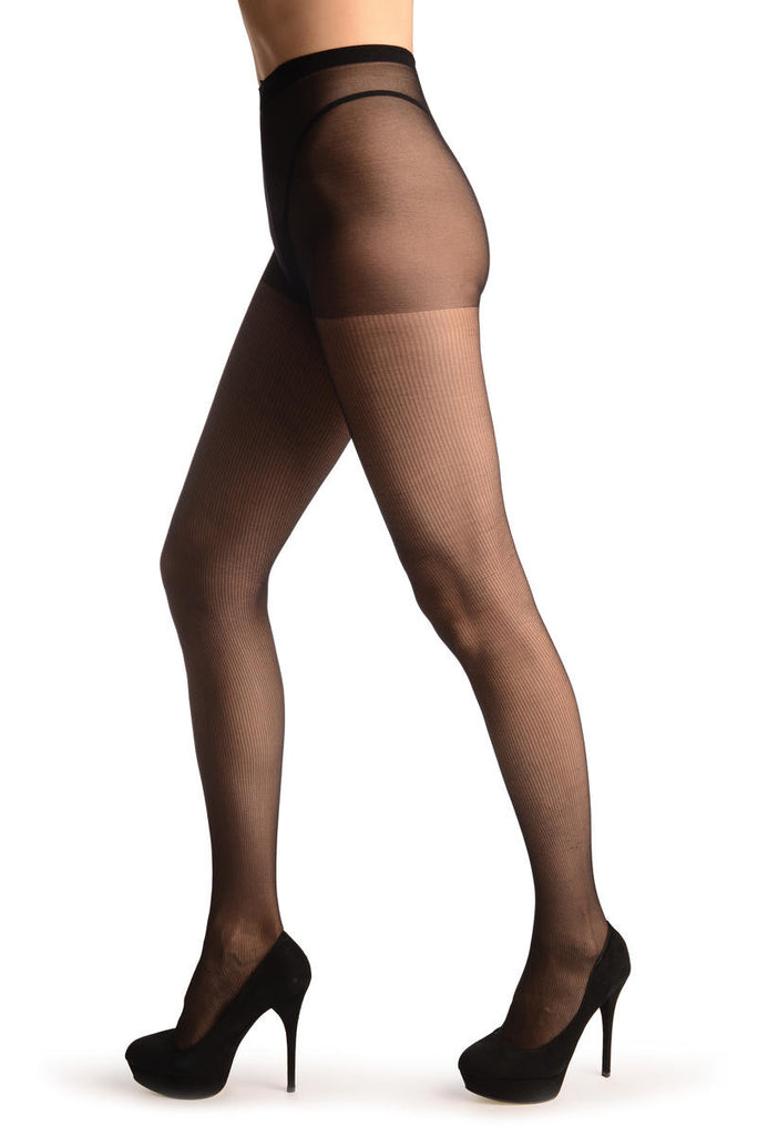 Liss Kiss Black Fine Ribbed - Tights