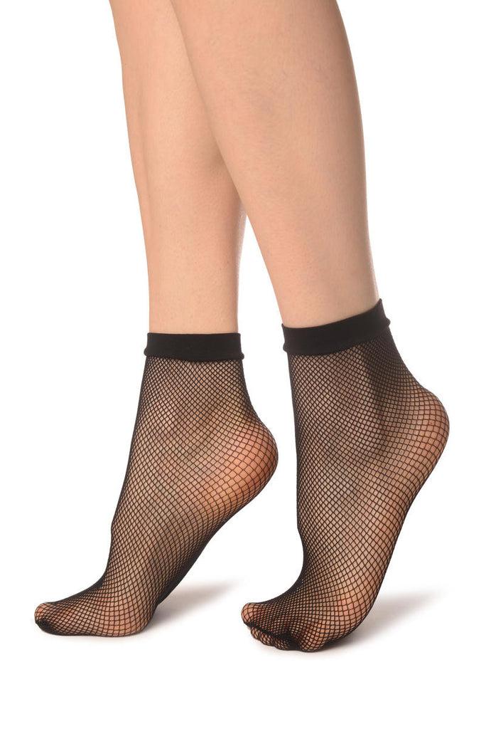 Liss Kiss Black Fishnet Ankle High Socks - Socks