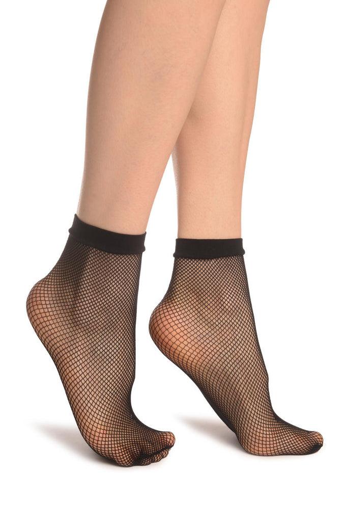 Liss Kiss Black Fishnet Ankle High Socks - Socks