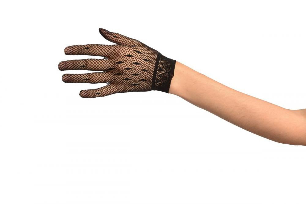 Liss Kiss Black Fishnet With Rombs Gloves - Gloves