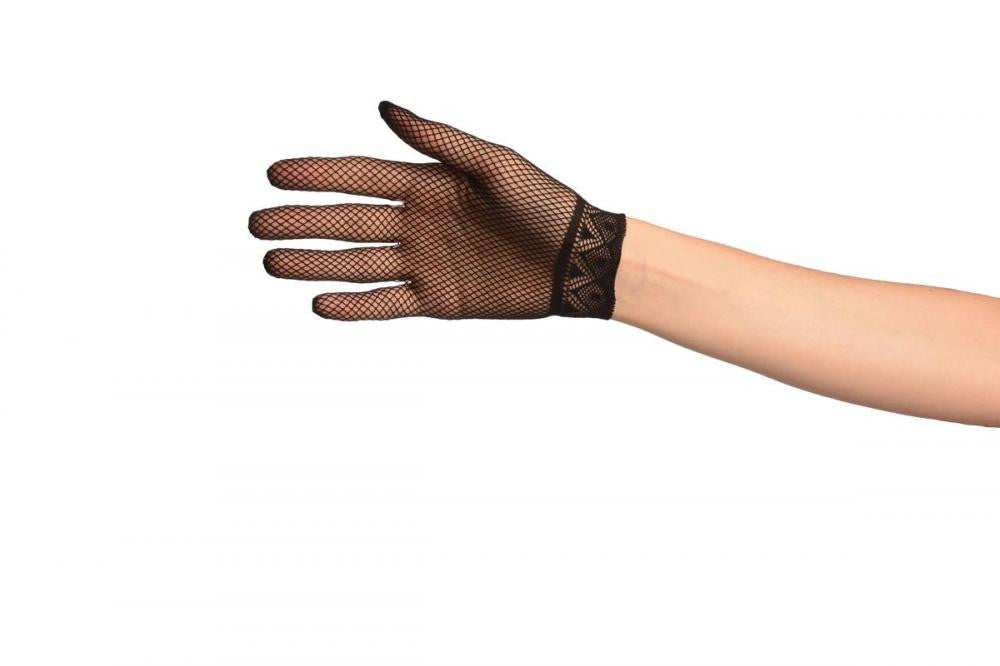Liss Kiss Black Fishnet With Rombs Gloves - Gloves