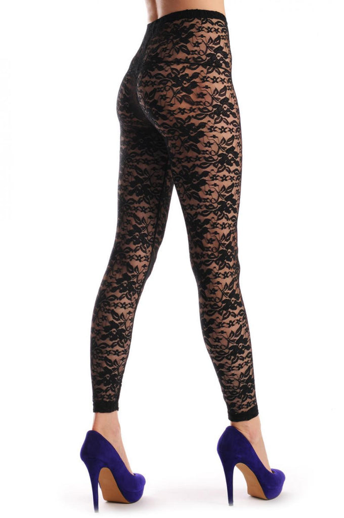 Liss Kiss Black Flowers Lace - Leggings