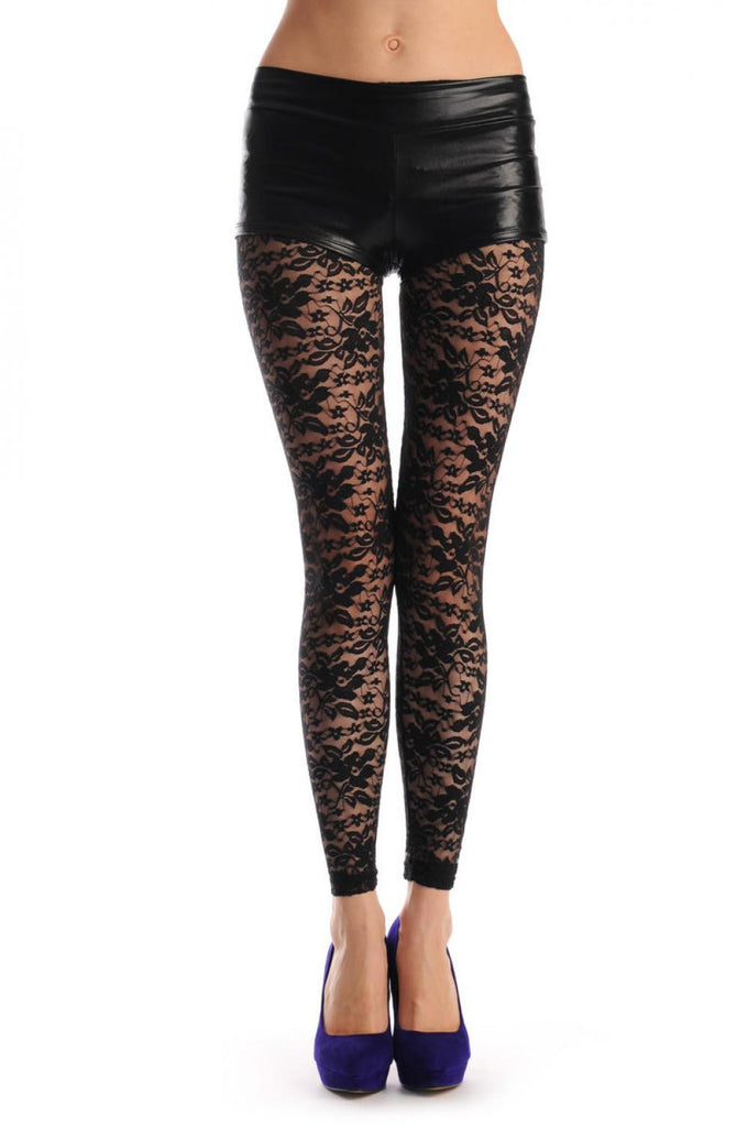 liss kiss Black Flowers Lace - Leggings