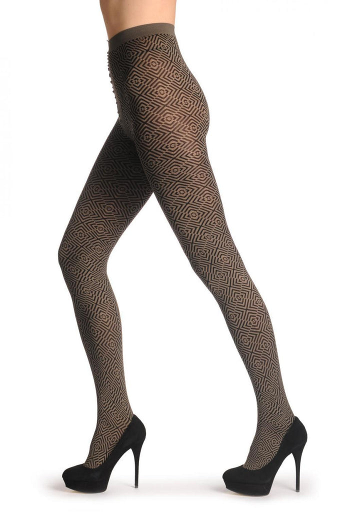 Liss Kiss Black & Grey Crossing Rombs 80 Den - Tights