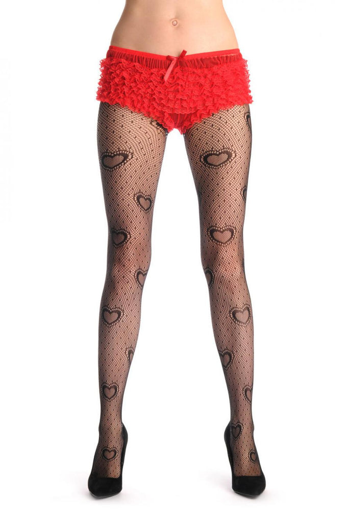 Liss Kiss Black Heart & Small Dots Fishnet - Tights
