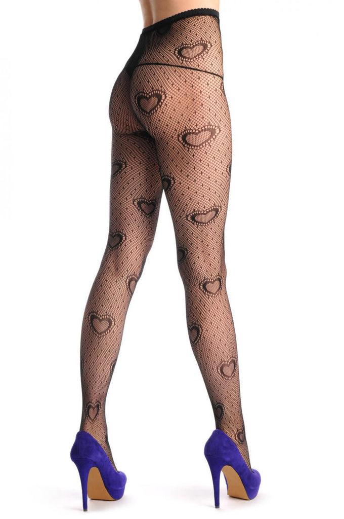 Liss Kiss Black Heart & Small Dots Fishnet - Tights