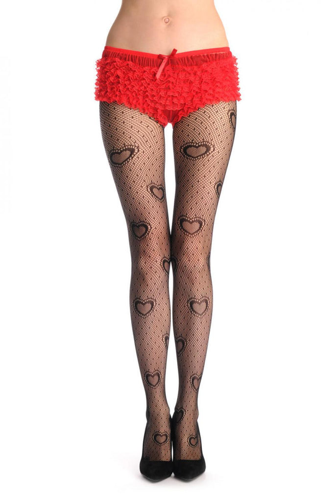 liss kiss Black Heart & Small Dots Fishnet - Tights