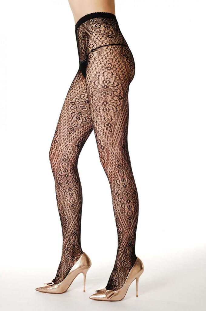 Liss Kiss Black Lace Rectangles - Tights