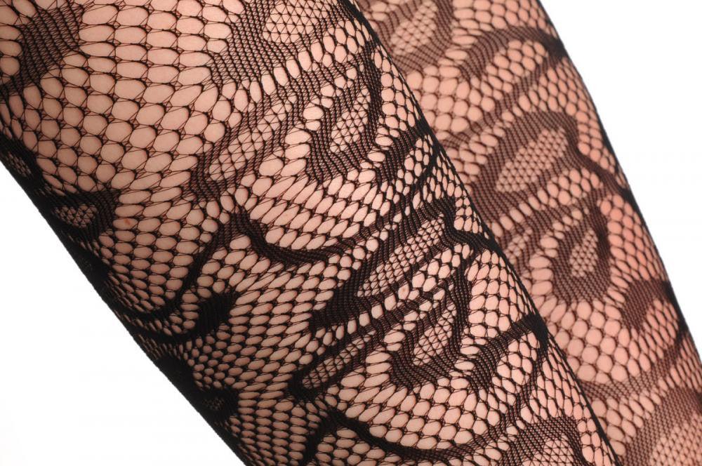 Liss Kiss Black Large Water Flowers Lace - Tights