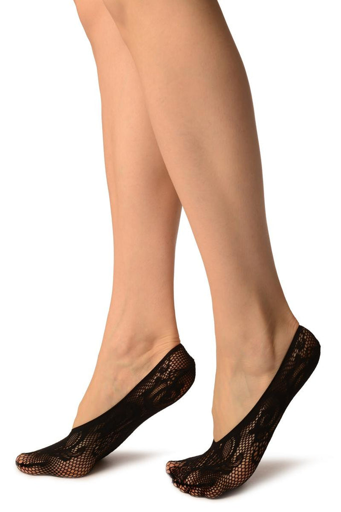 Liss Kiss Black Lilly Lace Footies - Footsies Socks