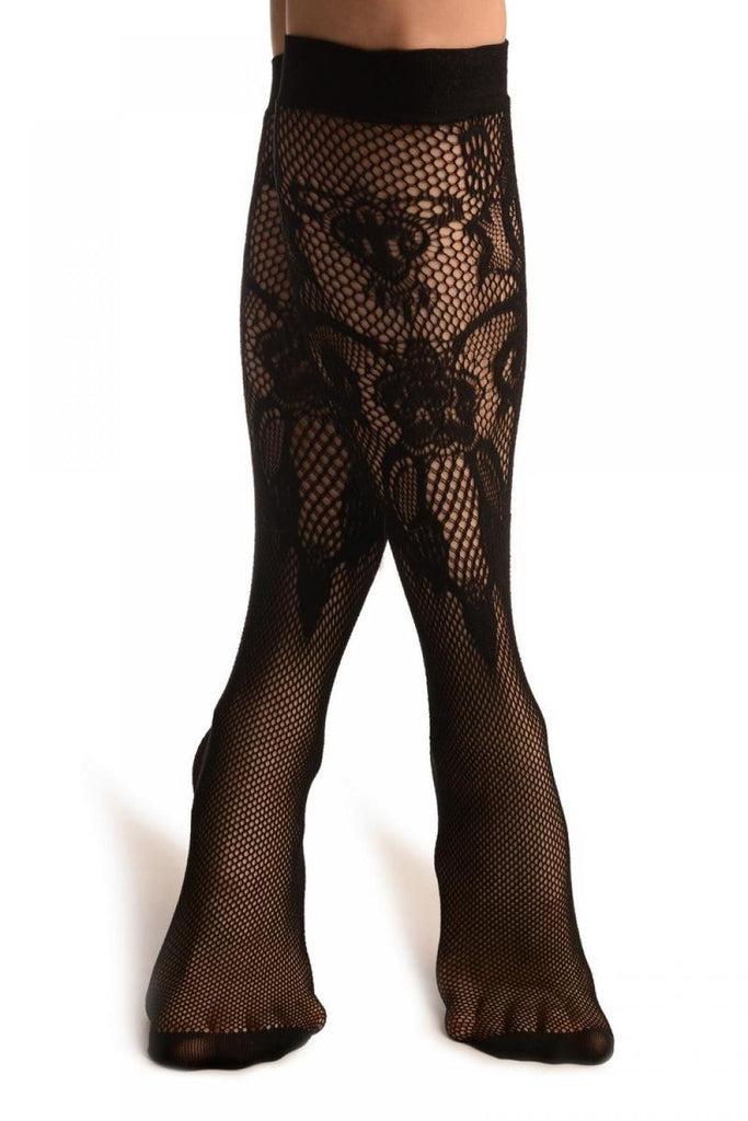 liss kiss Black Lilly Lace Socks Knee High - Socks