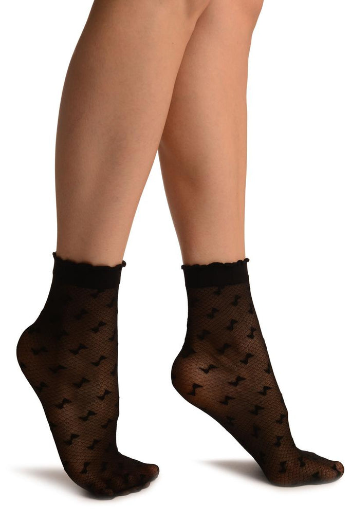 liss kiss Black Little Bows Ankle High Socks - Socks