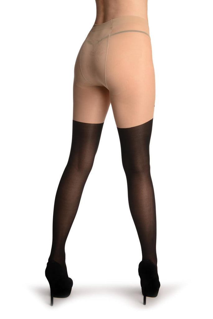 Liss Kiss Black Moustache And Hat Print - Tights
