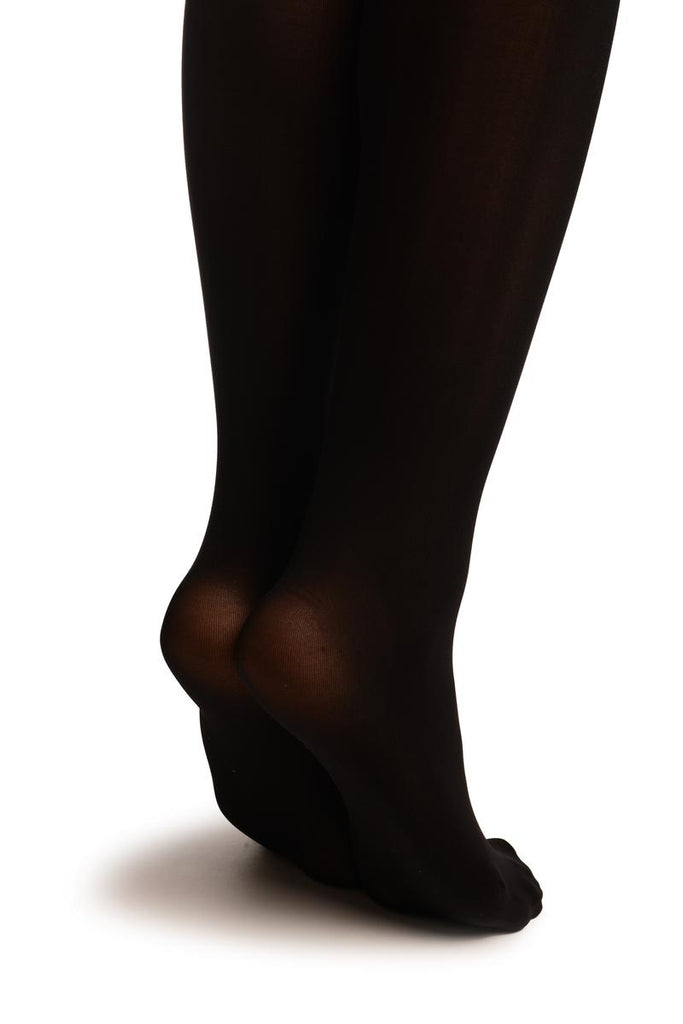 Liss Kiss Black Opaque With Fishnet Top - Tights