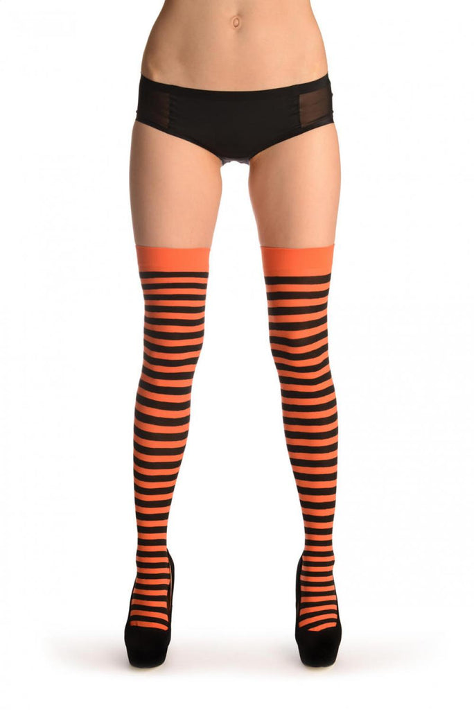 Liss Kiss Black & Orange Stripes - Hold Ups