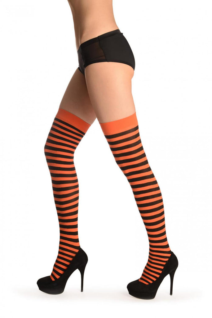 Liss Kiss Black & Orange Stripes - Hold Ups