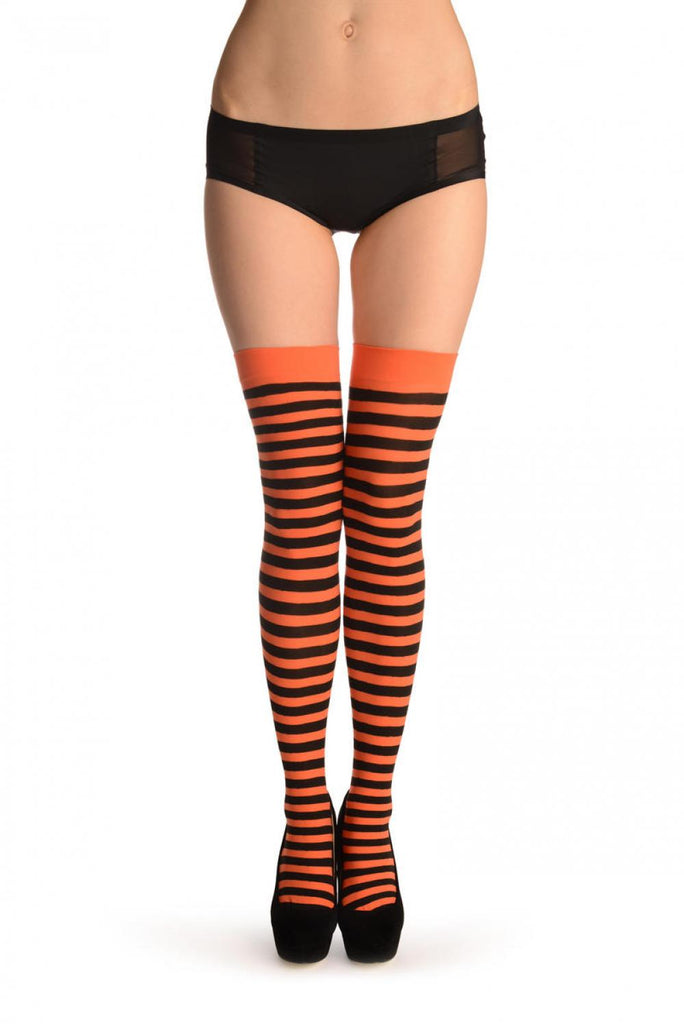 Liss Kiss Black & Orange Stripes - Hold Ups