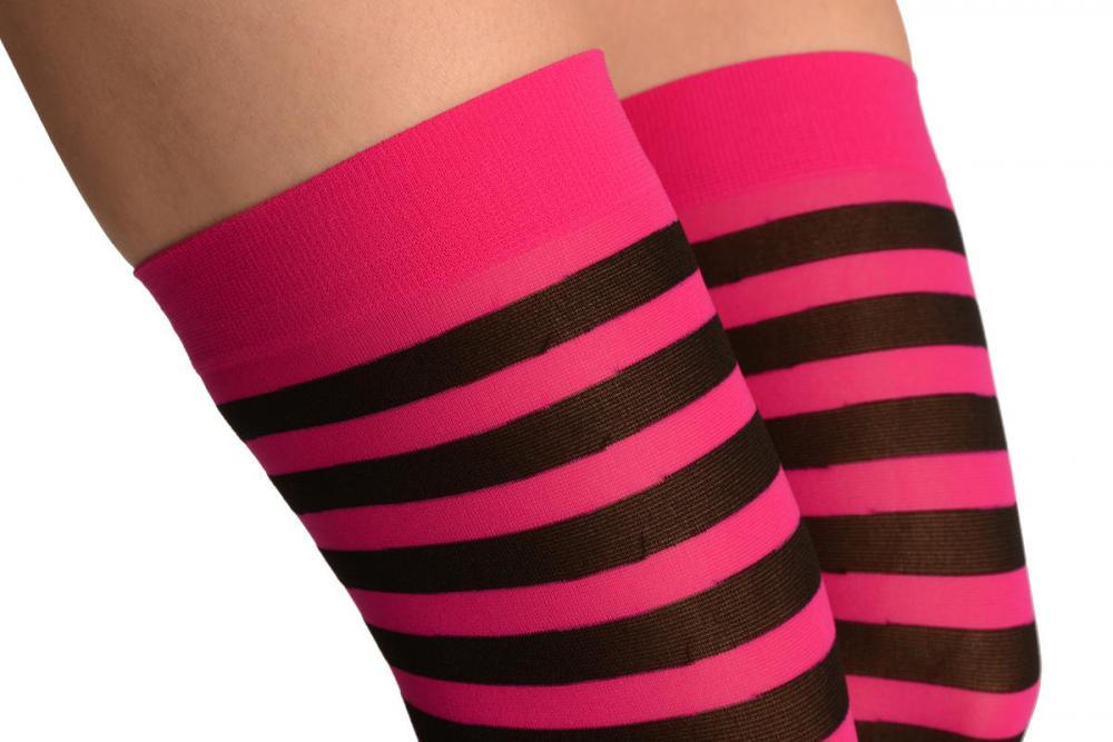 Liss Kiss Black & Pink Stripes - Hold Ups