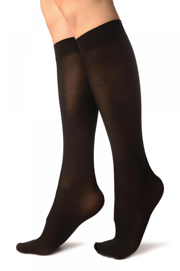 Liss Kiss Black Plain Socks Knee High - Socks